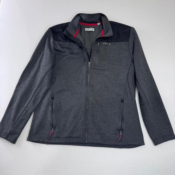Orvis Other - Orvis Mens Full Zip Fleece Jacket Charcoal Gray Heather Black Contrast L 1522009
